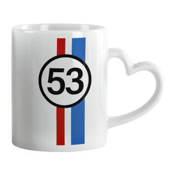 VW Herbie 53, Mug heart handle, ceramic, 330ml