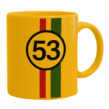 VW Herbie 53, Ceramic coffee mug yellow, 330ml (1pcs)