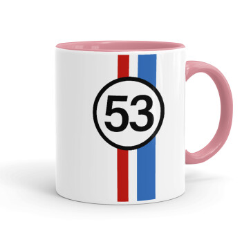 VW Herbie 53, Mug colored pink, ceramic, 330ml