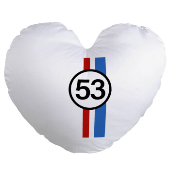 VW Herbie 53, Μαξιλάρι καναπέ καρδιά 40x40cm περιέχεται το  γέμισμα