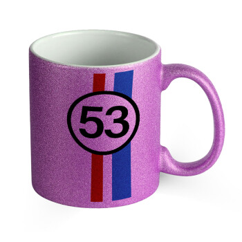 VW Herbie 53, Κούπα Μωβ Glitter που γυαλίζει, κεραμική, 330ml