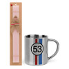 Easter Set, metallic thermal cup (300ml) & aromatic flat Easter candle (30cm) (PINK)