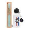 Easter Set, metallic aluminum water bottle (500ml) & scented flat candle (30cm) (TURQUOISE)