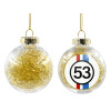 Transparent Christmas tree ball ornament with gold filling 8cm