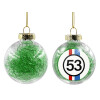 Transparent Christmas tree ball ornament with green filling 8cm