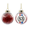 Transparent Christmas tree ball ornament with red filling 8cm