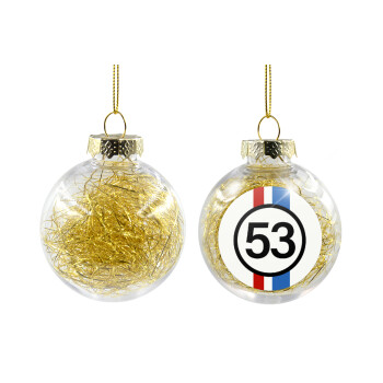 VW Herbie 53, Χριστουγεννιάτικη μπάλα δένδρου διάφανη με χρυσό γέμισμα 8cm