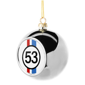 VW Herbie 53, Χριστουγεννιάτικη μπάλα δένδρου Ασημένια 8cm