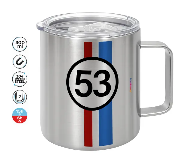VW Herbie 53 — Double-walled stainless steel mug 300ml with temperature-retaining lid