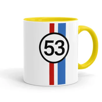 VW Herbie 53, Mug colored yellow, ceramic, 330ml