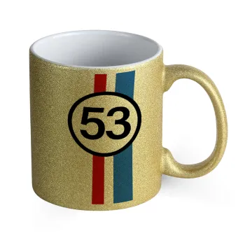 VW Herbie 53, Κούπα Χρυσή Glitter που γυαλίζει, κεραμική, 330ml