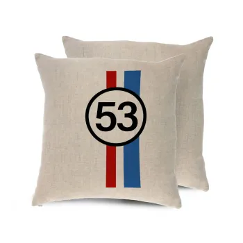 VW Herbie 53, Μαξιλάρι καναπέ ΛΙΝΟ 40x40cm περιέχεται το  γέμισμα