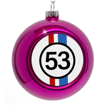 VW Herbie 53, Purple Christmas tree ornament bauble 8cm
