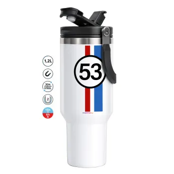 VW Herbie 53, Mega Stainless steel Tumbler with lid, double wall 1,2L