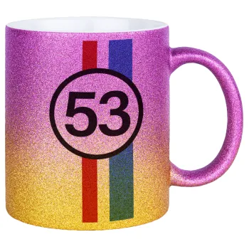 VW Herbie 53, Κούπα Χρυσή/Ροζ Glitter, κεραμική, 330ml