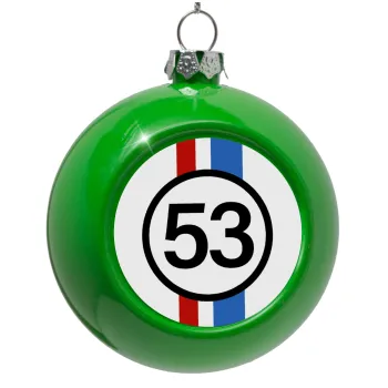 VW Herbie 53, Green Christmas tree ornament bauble 8cm