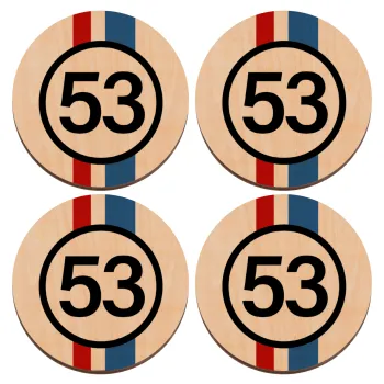 VW Herbie 53, ΣΕΤ x4 Σουβέρ ξύλινα στρογγυλά plywood (9cm)