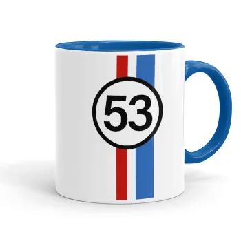 VW Herbie 53, Mug colored blue, ceramic, 330ml
