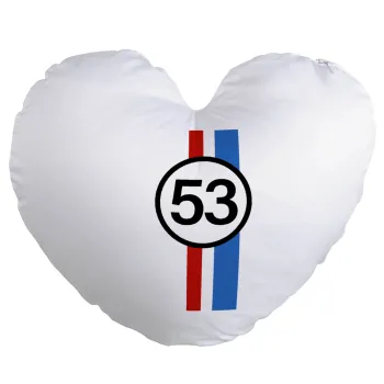 VW Herbie 53, Μαξιλάρι καναπέ καρδιά 40x40cm περιέχεται το  γέμισμα