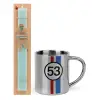 Easter Set, metallic thermal cup (300ml) & aromatic flat Easter candle (30cm) (TURQUOISE)