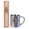 Easter Set, metallic thermal cup (300ml) & aromatic flat Easter candle (30cm) (PINK)