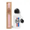 Easter Set, metallic aluminum bottle (500ml) & aromatic flat Easter candle (30cm) (PINK)