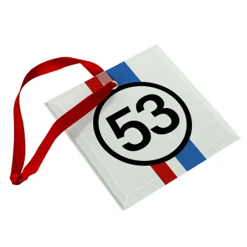 VW Herbie 53, Christmas ornament, glass square ornament 9x9cm