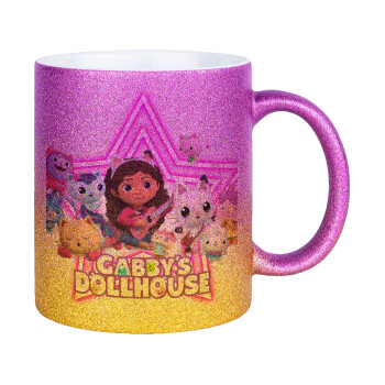 Gabby Dollhouse (ΤΟ ΚΟΥΚΛΟΣΠΙΤΟ ΤΗΣ ΓΚΑΜΠΙ), Κούπα Χρυσή/Ροζ Glitter, κεραμική, 330ml
