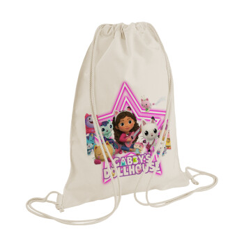 Gabby Dollhouse (ΤΟ ΚΟΥΚΛΟΣΠΙΤΟ ΤΗΣ ΓΚΑΜΠΙ), Τσάντα πλάτης πουγκί GYMBAG natural (28x40cm)