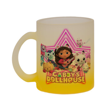 Gabby Dollhouse (ΤΟ ΚΟΥΚΛΟΣΠΙΤΟ ΤΗΣ ΓΚΑΜΠΙ), Κούπα γυάλινη δίχρωμη με βάση το κίτρινο ματ, 330ml