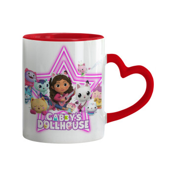 Gabby Dollhouse (ΤΟ ΚΟΥΚΛΟΣΠΙΤΟ ΤΗΣ ΓΚΑΜΠΙ), Κούπα καρδιά χερούλι κόκκινη, κεραμική, 330ml
