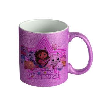 Gabby Dollhouse (ΤΟ ΚΟΥΚΛΟΣΠΙΤΟ ΤΗΣ ΓΚΑΜΠΙ), Κούπα Μωβ Glitter που γυαλίζει, κεραμική, 330ml