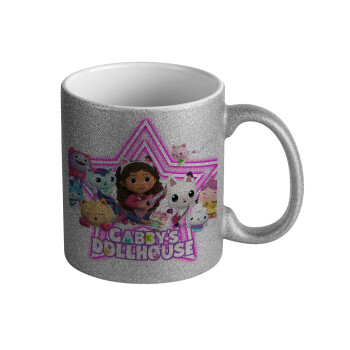 Gabby Dollhouse (ΤΟ ΚΟΥΚΛΟΣΠΙΤΟ ΤΗΣ ΓΚΑΜΠΙ), Κούπα Ασημένια Glitter που γυαλίζει, κεραμική, 330ml
