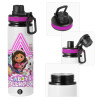 Metallic water bottle with safety lid, 850ml aluminum