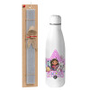 Easter Set, metallic stainless thermos bottle (500ml) & scented flat Easter candle (30cm) (GRAY)