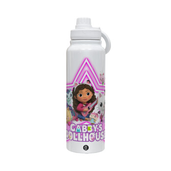 Gabby Dollhouse, 1L Stainless Steel Thermal Bottle with Phone Holder & Double Wall Insulation