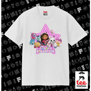 Gabby Dollhouse (ΤΟ ΚΟΥΚΛΟΣΠΙΤΟ ΤΗΣ ΓΚΑΜΠΙ), Κλασικό T-Shirt, διπλής ραφής, χωρίς πλευρικές ραφές ΛΕΥΚΟ από 100% βαμβάκι. Vegan & OEKO-TEX πιστοποιημένο.