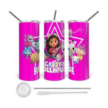 Gabby Dollhouse, Tumbler stainless steel 600ml, with metal straw & cleaning brush