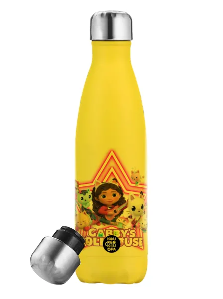 Gabby Dollhouse — Yellow Stainless Steel Metallic Thermos, double-walled, 500ml