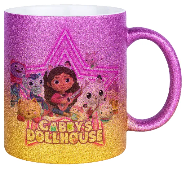 Gabby Dollhouse — Gold/pink glitter mug, ceramic, 330ml