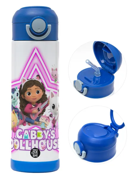 Gabby Dollhouse (ΤΟ ΚΟΥΚΛΟΣΠΙΤΟ ΤΗΣ ΓΚΑΜΠΙ) — Παιδικό παγούρι θερμό, ανοξείδωτο, με καλαμάκι ασφαλείας, ΜΠΛΕ (500ml)