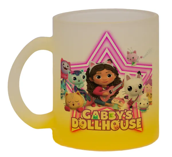 Gabby Dollhouse (ΤΟ ΚΟΥΚΛΟΣΠΙΤΟ ΤΗΣ ΓΚΑΜΠΙ) — Κούπα γυάλινη δίχρωμη με βάση το κίτρινο ματ, 330ml