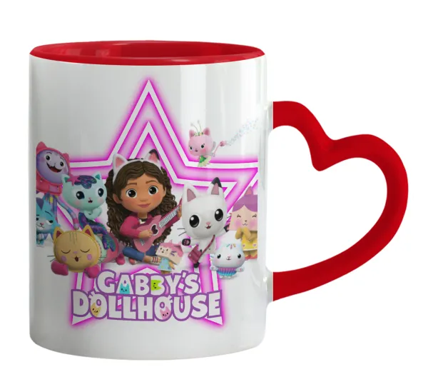 Gabby Dollhouse (ΤΟ ΚΟΥΚΛΟΣΠΙΤΟ ΤΗΣ ΓΚΑΜΠΙ) — Κούπα καρδιά χερούλι κόκκινη, κεραμική, 330ml