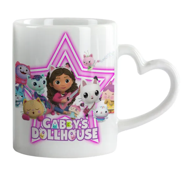 Gabby Dollhouse (ΤΟ ΚΟΥΚΛΟΣΠΙΤΟ ΤΗΣ ΓΚΑΜΠΙ) — Κούπα καρδιά χερούλι λευκή, κεραμική, 330ml