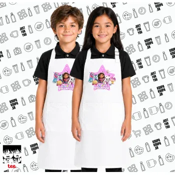 Gabby Dollhouse (ΤΟ ΚΟΥΚΛΟΣΠΙΤΟ ΤΗΣ ΓΚΑΜΠΙ), Λευκή ΠΑΙΔΙΚΗ Ποδιά μακριά Σεφ ολόσωμη με τσέπες