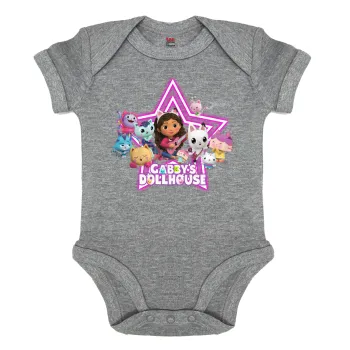 Gabby Dollhouse (ΤΟ ΚΟΥΚΛΟΣΠΙΤΟ ΤΗΣ ΓΚΑΜΠΙ), Βρεφικό φορμάκι μωρού, 0-18 μηνών, ΓΚΡΙ ΜΕΛΑΝΖΕ, 100% Organic Cotton, κοντομάνικο