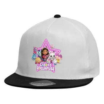 Gabby Dollhouse (ΤΟ ΚΟΥΚΛΟΣΠΙΤΟ ΤΗΣ ΓΚΑΜΠΙ), Καπέλο παιδικό Flat Snapback, Λευκό (100% ΒΑΜΒΑΚΕΡΟ, ΠΑΙΔΙΚΟ, UNISEX, ONE SIZE)