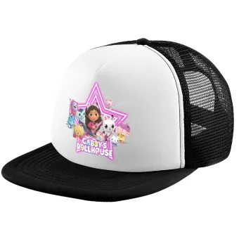Gabby Dollhouse, Child's Soft Trucker Hat with BLACK/WHITE Mesh (POLYESTER, CHILD, ONE SIZE)