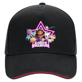 Gabby Dollhouse, DRILL Adult Ultimate Hat BLACK/RED, (100% COTTON, ADULT, UNISEX, ONE SIZE)