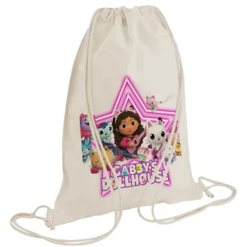 Gabby Dollhouse (ΤΟ ΚΟΥΚΛΟΣΠΙΤΟ ΤΗΣ ΓΚΑΜΠΙ), Τσάντα πλάτης πουγκί GYMBAG natural (28x40cm)